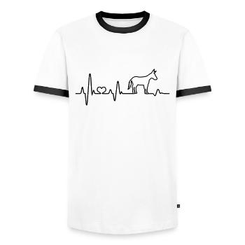 Donkey heartbeat mule mule farm animal - Men's Ringer Shirt - white/black - Front - AI Model Female 172 light (172cm) & AI Model Male 178 dark (178cm)