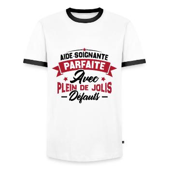 Aide soignante parfaite, Cadeau Aide soignante - T-shirt contrasté Homme - blanc/noir - Devant - AI Model Female 172 light (172cm) & AI Model Male 178 dark (178cm)