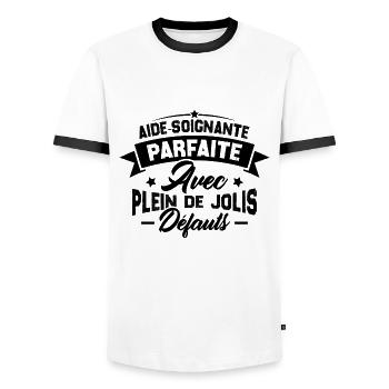 Aide soignante parfaite, Cadeau Aide soignante - T-shirt contrasté Homme - blanc/noir - Devant - AI Model Female 172 light (172cm) & AI Model Male 178 dark (178cm)