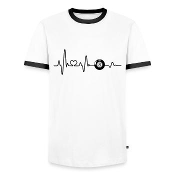 Billiard billiard black eight EKG heartbeat - Men's Ringer Shirt - white/black - Front - AI Model Female 172 light (172cm) & AI Model Male 178 dark (178cm)