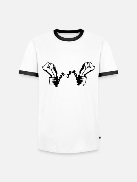 Befreiung Handschellen Vektor - Männer Kontrast-T-Shirt - Weiß/Schwarz