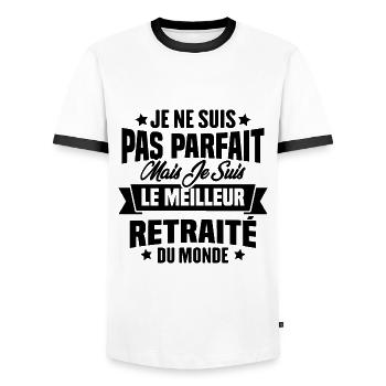 Pas parfait mais le meilleur retraité du monde - T-shirt contrasté Homme - blanc/noir - Devant - AI Model Female 172 light (172cm) & AI Model Male 178 dark (178cm)