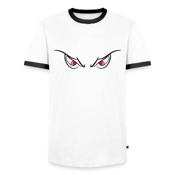 Eyes of devils evil wicked 2c - Men's Ringer Shirt - white/black - Front - AI Model Female 172 light (172cm) & AI Model Male 178 dark (178cm)