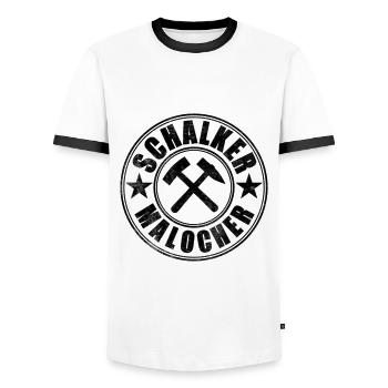 Schalker Malocher - Männer Kontrast-T-Shirt - Weiß/Schwarz - Vorne - AI Model Female 172 light (172cm) & AI Model Male 178 dark (178cm)