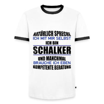 Idée cadeau Schalker - T-shirt contrasté Homme - blanc/noir - Devant - AI Model Female 172 light (172cm) & AI Model Male 178 dark (178cm)