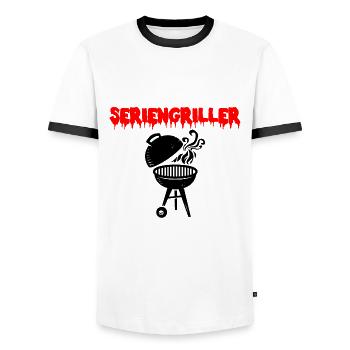 seriengriller grill grillen griller - Männer Kontrast-T-Shirt - Weiß/Schwarz - Vorne - AI Model Female 172 light (172cm) & AI Model Male 178 dark (178cm)