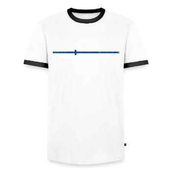Turku Vintage - Men's Ringer Shirt - white/black - Front - AI Model Female 172 light (172cm) & AI Model Male 178 dark (178cm)