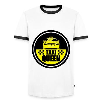 Taxi Königin - Taxi Queen - Männer Kontrast-T-Shirt - Weiß/Schwarz - Vorne - AI Model Female 172 light (172cm) & AI Model Male 178 dark (178cm)