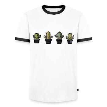 Funny Cactus TShirt - Men's Ringer Shirt - white/black - Front - AI Model Female 172 light (172cm) & AI Model Male 178 dark (178cm)