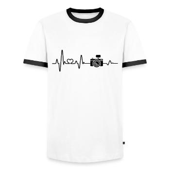 Photographe de prendre des photos d'amour de la photographie de battement de coeur - T-shirt contrasté Homme - blanc/noir - Devant - AI Model Female 172 light (172cm) & AI Model Male 178 dark (178cm)
