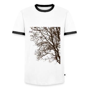 Dark Forest, Dark Woods, Nature Lovers - Men's Ringer Shirt - white/black - Front - AI Model Female 172 light (172cm) & AI Model Male 178 dark (178cm)