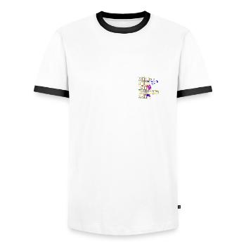 Die Würde - Männer Kontrast-T-Shirt - Weiß/Schwarz - Vorne - AI Model Female 172 light (172cm) & AI Model Male 178 dark (178cm)