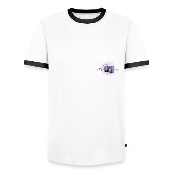 T-shirt médical - T-shirt contrasté Homme - blanc/noir - Devant - AI Model Female 172 light (172cm) & AI Model Male 178 dark (178cm)