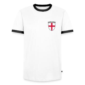 SHIELD ANGLETERRE - T-shirt contrasté Homme - blanc/noir - Devant - AI Model Female 172 light (172cm) & AI Model Male 178 dark (178cm)