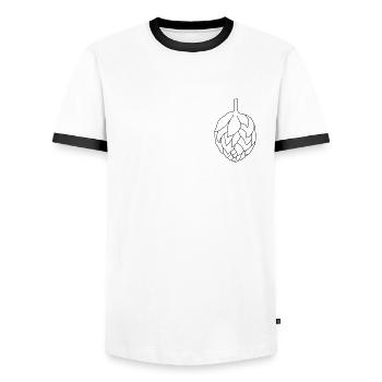 Hopfendolde - Brustlogo - Männer Kontrast-T-Shirt - Weiß/Schwarz - Vorne - AI Model Female 172 light (172cm) & AI Model Male 178 dark (178cm)