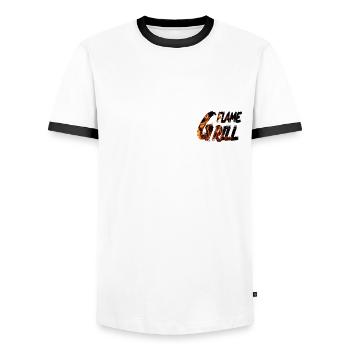 Flame Grill Fire Lettering BBQ Design - Men's Ringer Shirt - white/black - Front - AI Model Female 172 light (172cm) & AI Model Male 178 dark (178cm)