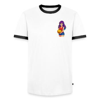 Young woman with lemon basket - Men's Ringer Shirt - white/black - Front - AI Model Female 172 light (172cm) & AI Model Male 178 dark (178cm)
