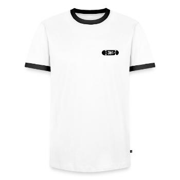 Skate skaten skater sk8 skateing - Männer Kontrast-T-Shirt - Weiß/Schwarz - Vorne - AI Model Female 172 light (172cm) & AI Model Male 178 dark (178cm)