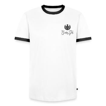 Tulip Barista LatteArt coffee espresso machine - Men's Ringer Shirt - white/black - Front - AI Model Female 172 light (172cm) & AI Model Male 178 dark (178cm)
