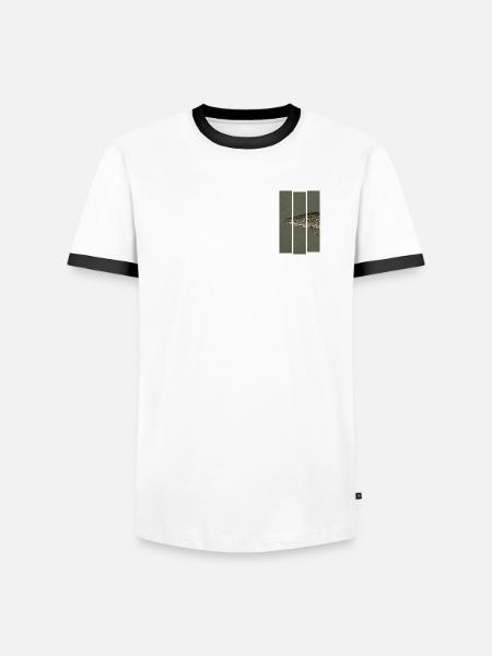 Hecht – Moderne Fischillustration für Angler - Männer Kontrast-T-Shirt - Weiß/Schwarz