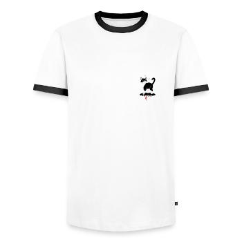 Diaporix - T-shirt contrasté Homme - blanc/noir - Devant - AI Model Female 172 light (172cm) & AI Model Male 178 dark (178cm)