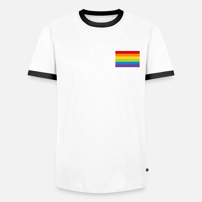 Affiche arc-en-drapeau drapeau LGBT arc-en-ciel - T-shirt contrasté Homme - blanc/noir