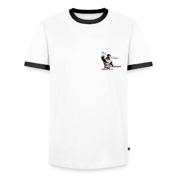 Sparta, eat clean, train dirty - Men's Ringer Shirt - white/black - Front - AI Model Female 172 light (172cm) & AI Model Male 178 dark (178cm)