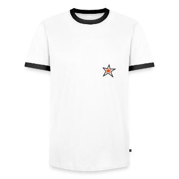 Étoile avec contour – 2 couleurs - T-shirt contrasté Homme - blanc/noir - Devant - AI Model Female 172 light (172cm) & AI Model Male 178 dark (178cm)