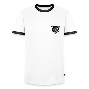 RoseGon - Black - Männer Kontrast-T-Shirt - Weiß/Schwarz - Vorne - AI Model Female 172 light (172cm) & AI Model Male 178 dark (178cm)