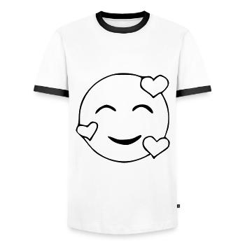 Emoji amoureux croquis noir - T-shirt contrasté Homme - blanc/noir - Devant - AI Model Female 172 light (172cm) & AI Model Male 178 dark (178cm)