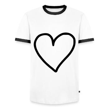 Heart Emoji Sketch black - Men's Ringer Shirt - white/black - Front - AI Model Female 172 light (172cm) & AI Model Male 178 dark (178cm)
