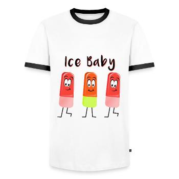 Drôle de glace - T-shirt contrasté Homme - blanc/noir - Devant - AI Model Female 172 light (172cm) & AI Model Male 178 dark (178cm)