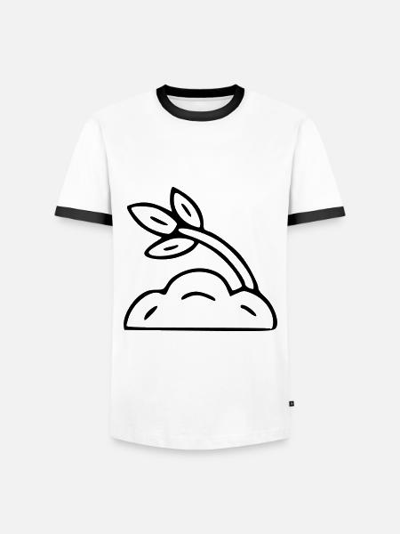 Plant drawing nature sketch black - Men's Ringer Shirt - white/black