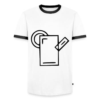 Plant drawing nature sketch black - Men's Ringer Shirt - white/black - Front - AI Model Female 172 light (172cm) & AI Model Male 178 dark (178cm)