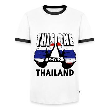 Thailand Flag Thai Flag Used Look - Men's Ringer Shirt - white/black - Front - AI Model Female 172 light (172cm) & AI Model Male 178 dark (178cm)