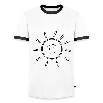 Sun Drawing Nature Sketch black - Men's Ringer Shirt - white/black - Front - AI Model Female 172 light (172cm) & AI Model Male 178 dark (178cm)