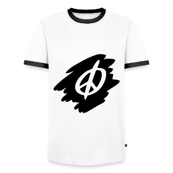Peace Sign Drawing Peace Sketch black - Men's Ringer Shirt - white/black - Front - AI Model Female 172 light (172cm) & AI Model Male 178 dark (178cm)