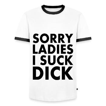 Sorry ladies i suck dick - T-shirt contrasté Homme - blanc/noir - Devant - AI Model Female 172 light (172cm) & AI Model Male 178 dark (178cm)