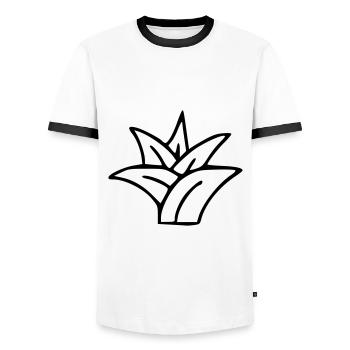 Pflanze Zeichnung Natur Skizze schwarz - Männer Kontrast-T-Shirt - Weiß/Schwarz - Vorne - AI Model Female 172 light (172cm) & AI Model Male 178 dark (178cm)