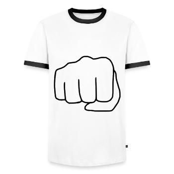 Emoji Fist Sketch noir - T-shirt contrasté Homme - blanc/noir - Devant - AI Model Female 172 light (172cm) & AI Model Male 178 dark (178cm)