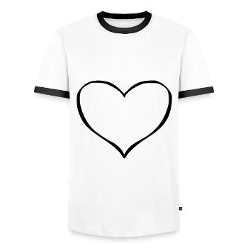 Heart Emoji Sketch black - Men's Ringer Shirt - white/black - Front - AI Model Female 172 light (172cm) & AI Model Male 178 dark (178cm)