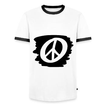 Peace Sign Drawing Peace Sketch black - Men's Ringer Shirt - white/black - Front - AI Model Female 172 light (172cm) & AI Model Male 178 dark (178cm)