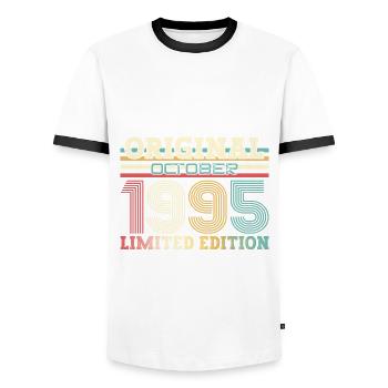 30e anniversaire Original octobre 1995 Volume 95 - T-shirt contrasté Homme - blanc/noir - Devant - AI Model Female 172 light (172cm) & AI Model Male 178 dark (178cm)