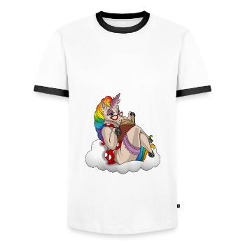 Read unicorn bookworm | I am a unicorn book - Men's Ringer Shirt - white/black - Front - AI Model Female 172 light (172cm) & AI Model Male 178 dark (178cm)