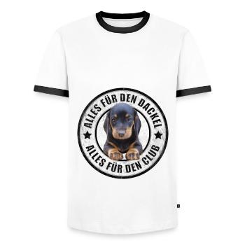 Dackel - Dachshund - Alles für den Dackel - Männer Kontrast-T-Shirt - Weiß/Schwarz - Vorne - AI Model Female 172 light (172cm) & AI Model Male 178 dark (178cm)