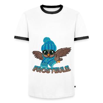 Frosteule Eule Frostbeule Herbst Winter - Männer Kontrast-T-Shirt - Weiß/Schwarz - Vorne - AI Model Female 172 light (172cm) & AI Model Male 178 dark (178cm)