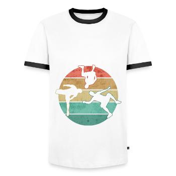 Parkour Freerunner Traceur Le Parcourshirt - T-shirt contrasté Homme - blanc/noir - Devant - AI Model Female 172 light (172cm) & AI Model Male 178 dark (178cm)