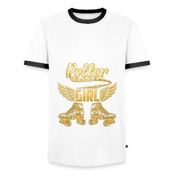 Roller Girl Gold | Patins à roulettes Patin à roulettes - T-shirt contrasté Homme - blanc/noir - Devant - AI Model Female 172 light (172cm) & AI Model Male 178 dark (178cm)