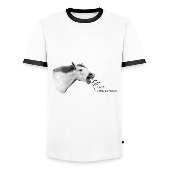 Letztes Weihnachten?! - Männer Kontrast-T-Shirt - Weiß/Schwarz - Vorne - AI Model Female 172 light (172cm) & AI Model Male 178 dark (178cm)
