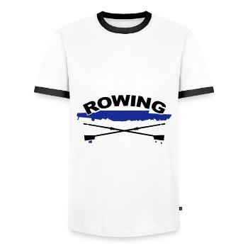 Rowing, Rowing - Men's Ringer Shirt - white/black - Front - AI Model Female 172 light (172cm) & AI Model Male 178 dark (178cm)